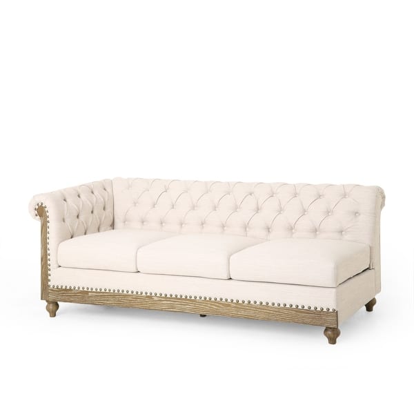 Modern beige sectional sofa with wooden frame