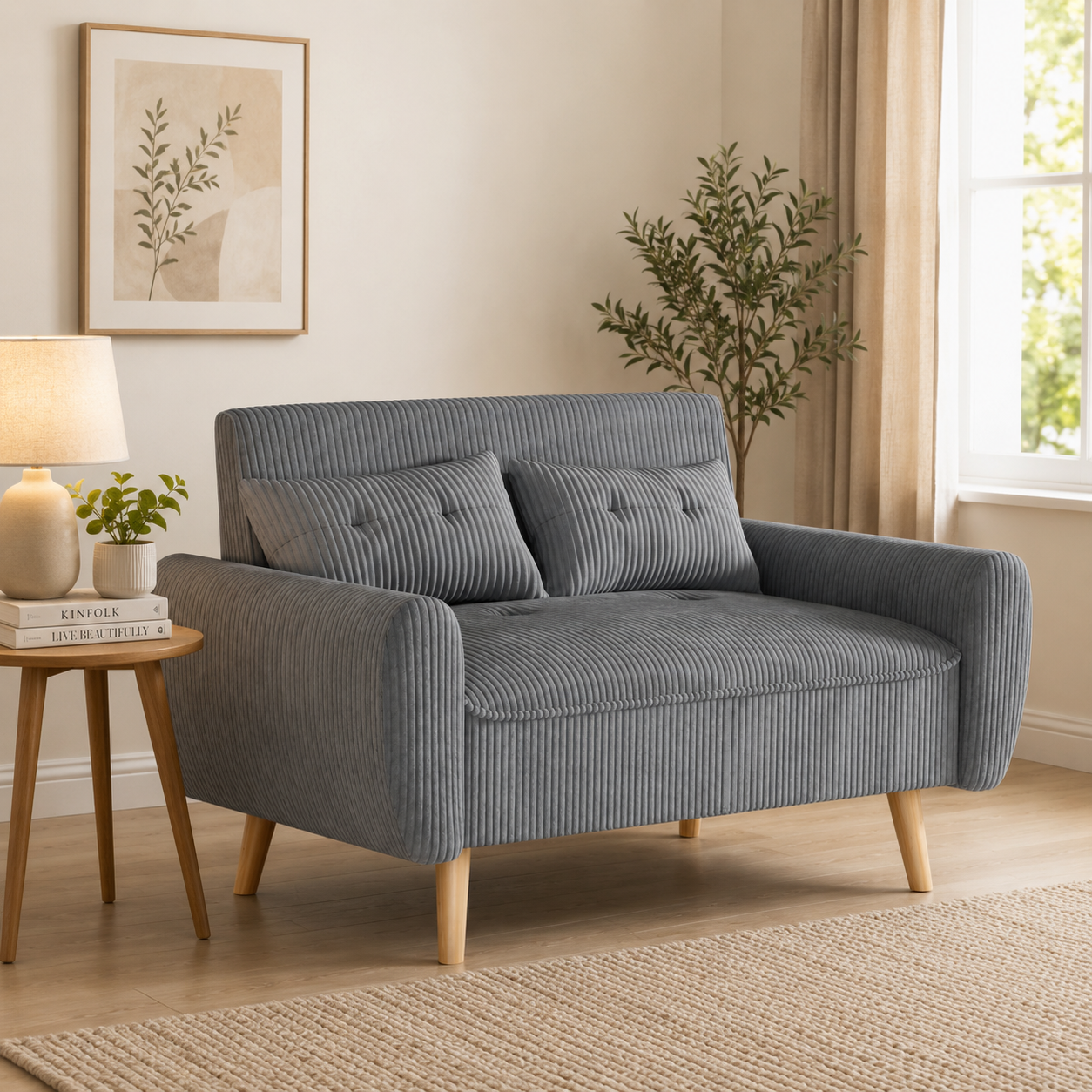 Luxury grey teak wood modern sofa for living room