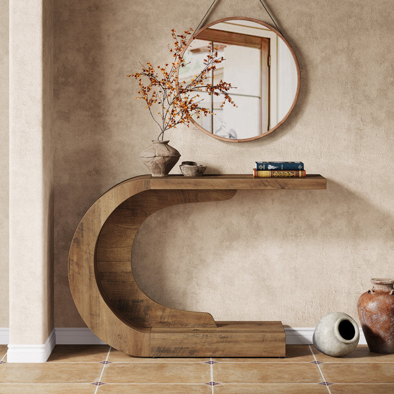 Solid teak wood designer console table natural finish
