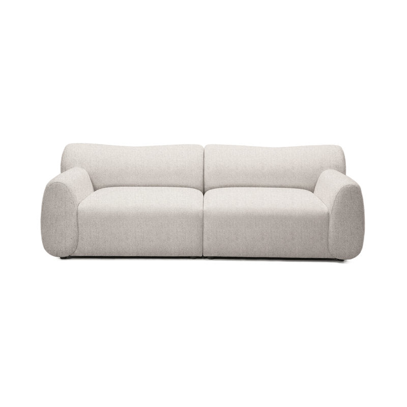 Elegant curved sofa with solid teak wood construction