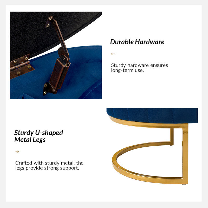 Contemporary upholstered bench with gold finish legs