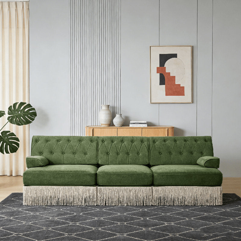 Premium teak wood upholstered sofa for modern living room