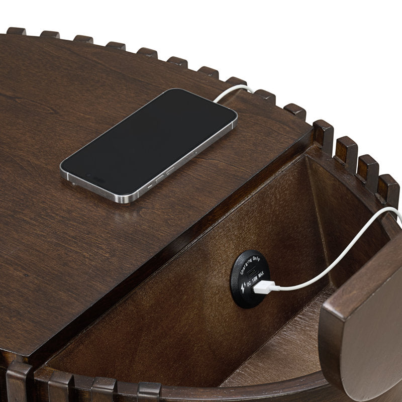 Premium Round Sofa Side Table in Teak Wood
