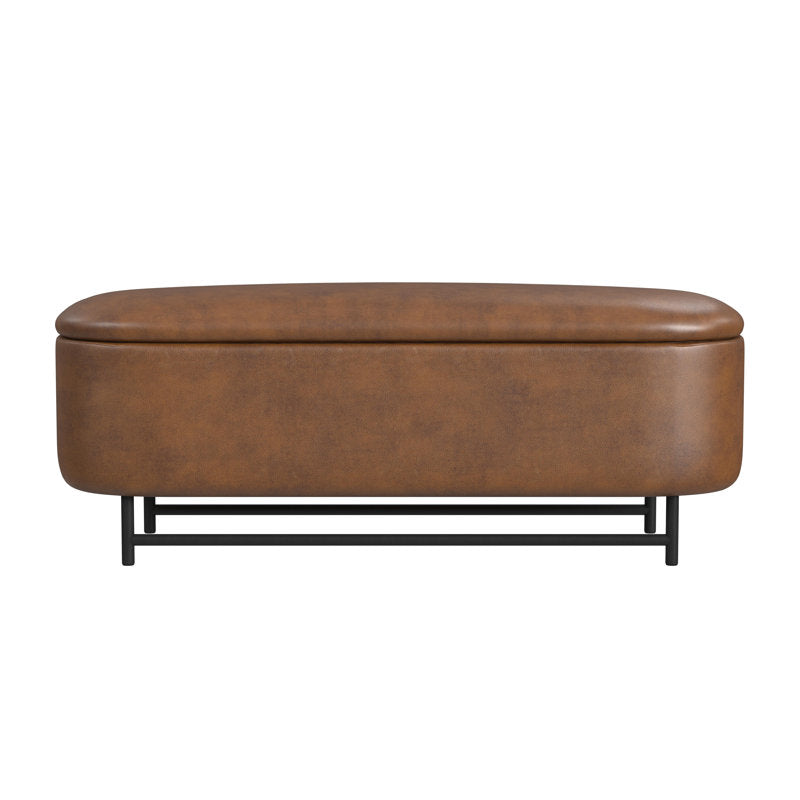 Modern entryway storage bench with upholstered top