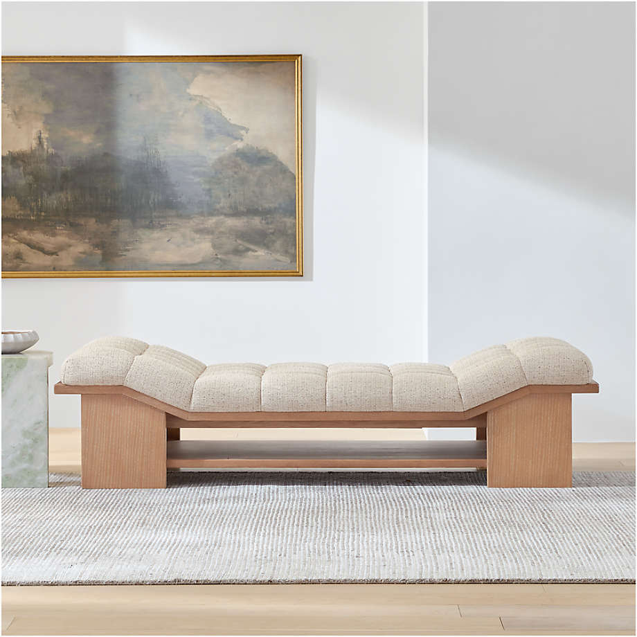 Modern minimalist teak wood upholstered furniture