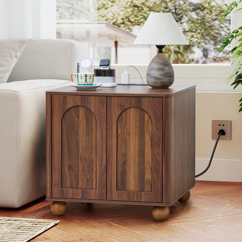 Luxury teak wood accent cabinet with double doors