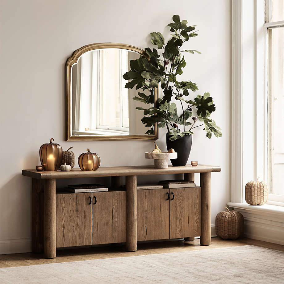 Handcrafted teak wood console cabinet for living room