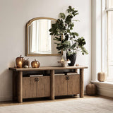 Handcrafted teak wood console cabinet for living room