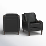 Modern black accent chair with wooden legs