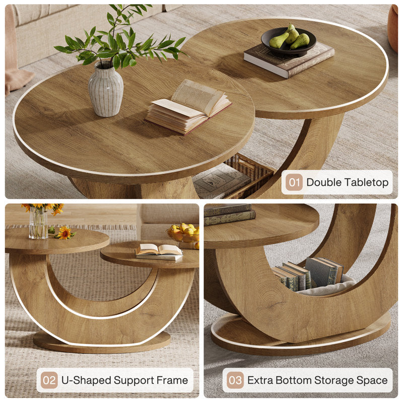 Scandinavian style teak wood coffee table set