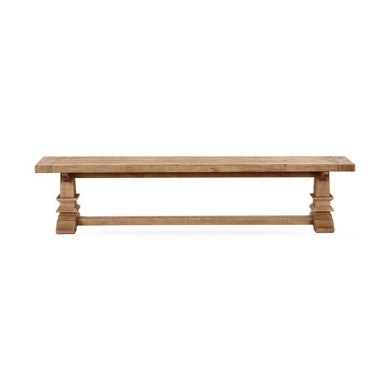 Durable solid teak dining set with bench seating and wooden chairs