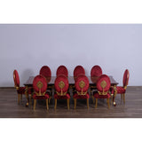 Solid teak wood luxury dining table with handcrafted gold carving