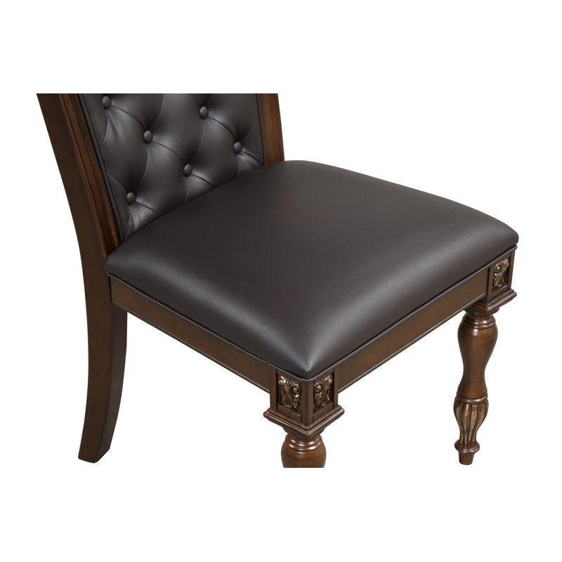 Dark walnut teak wood dining table with chairs