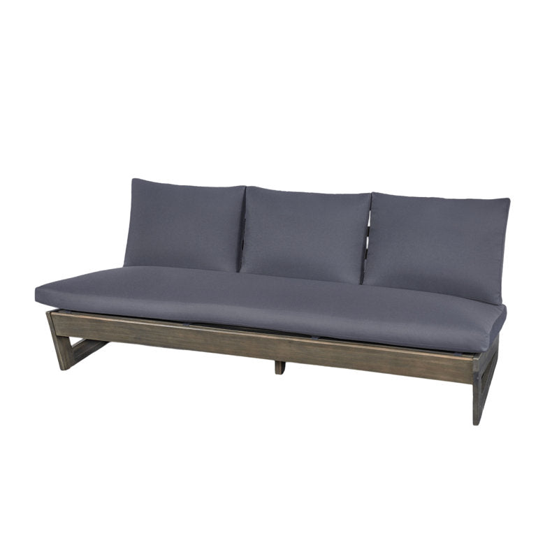 Modern teak wood garden furniture with grey cushions