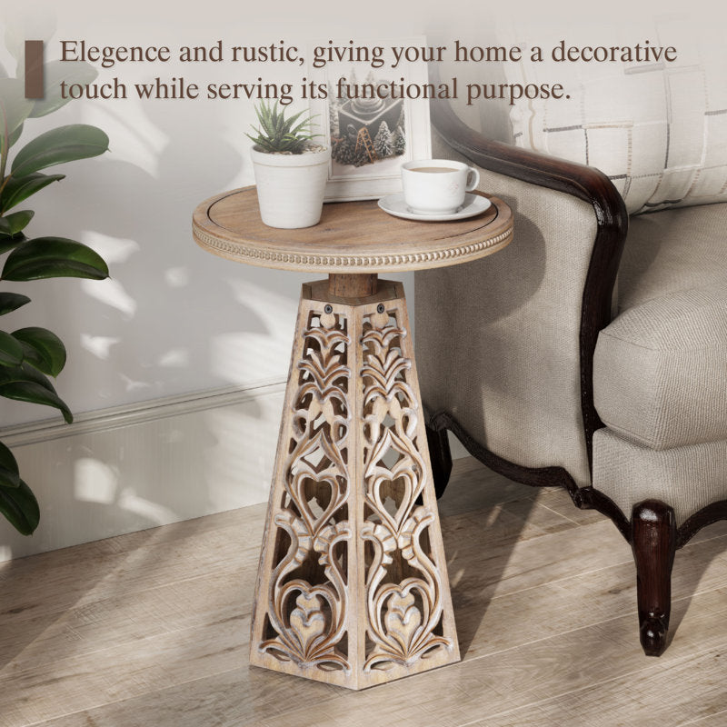 Traditional carved wooden end table