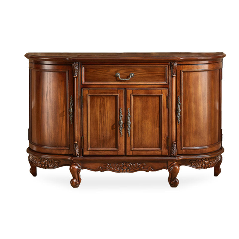 Handcrafted teak wood console cabinet in walnut brown finish