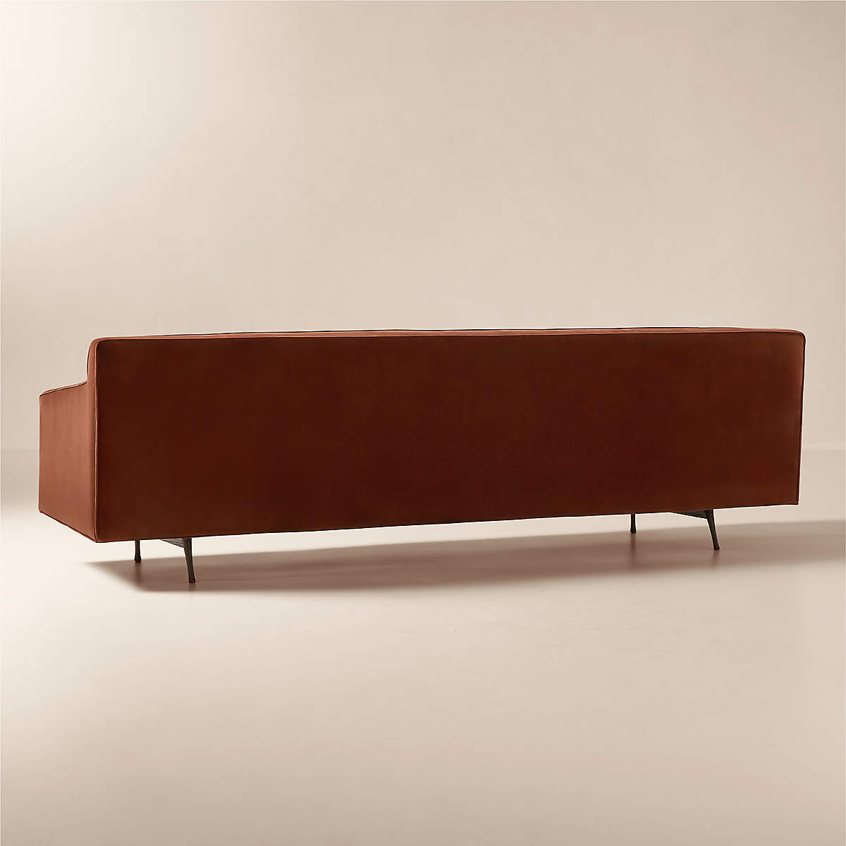 Luxury three-seater velvet sofa in brown finish