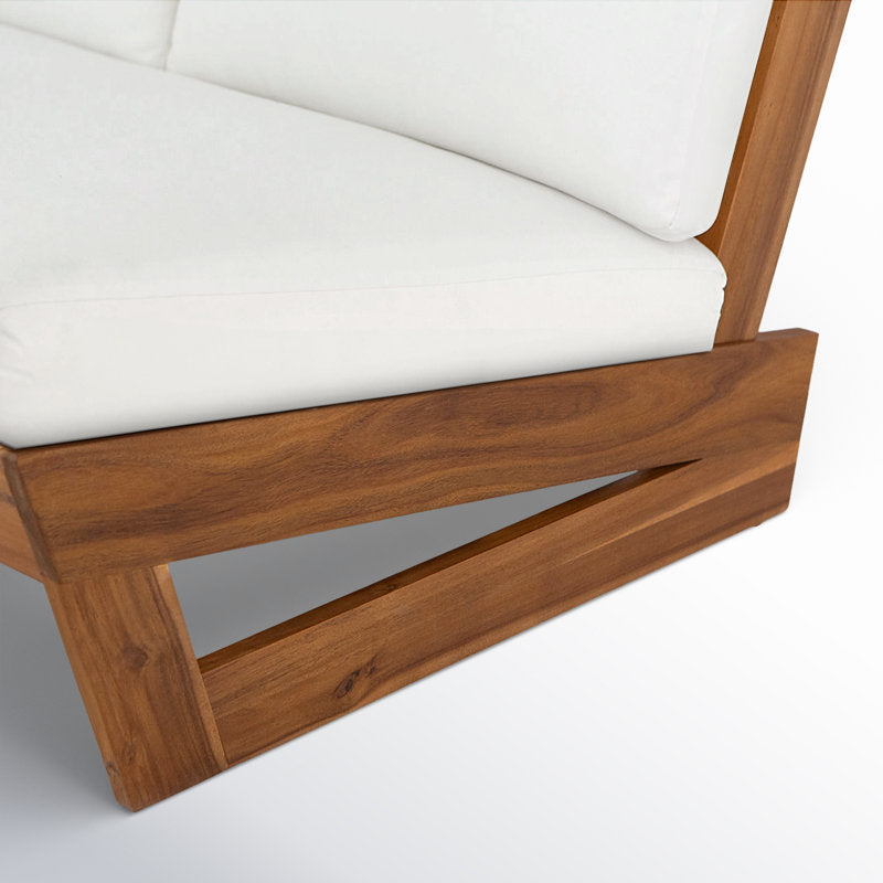 Elegant white upholstered teak sofa