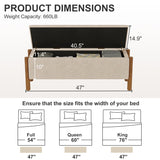 Upholstered teak wood bench with hidden storage compartment