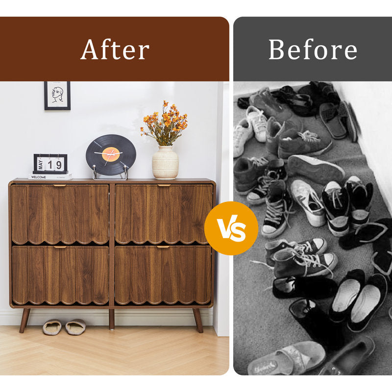Premium teak wood entryway organizer with tapered legs