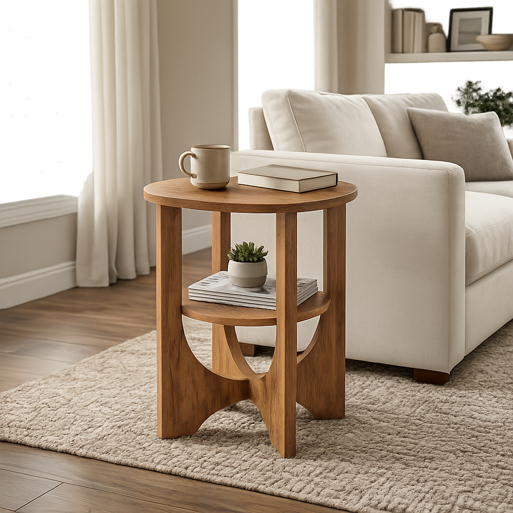Solid Teak Wood Modern Side Table