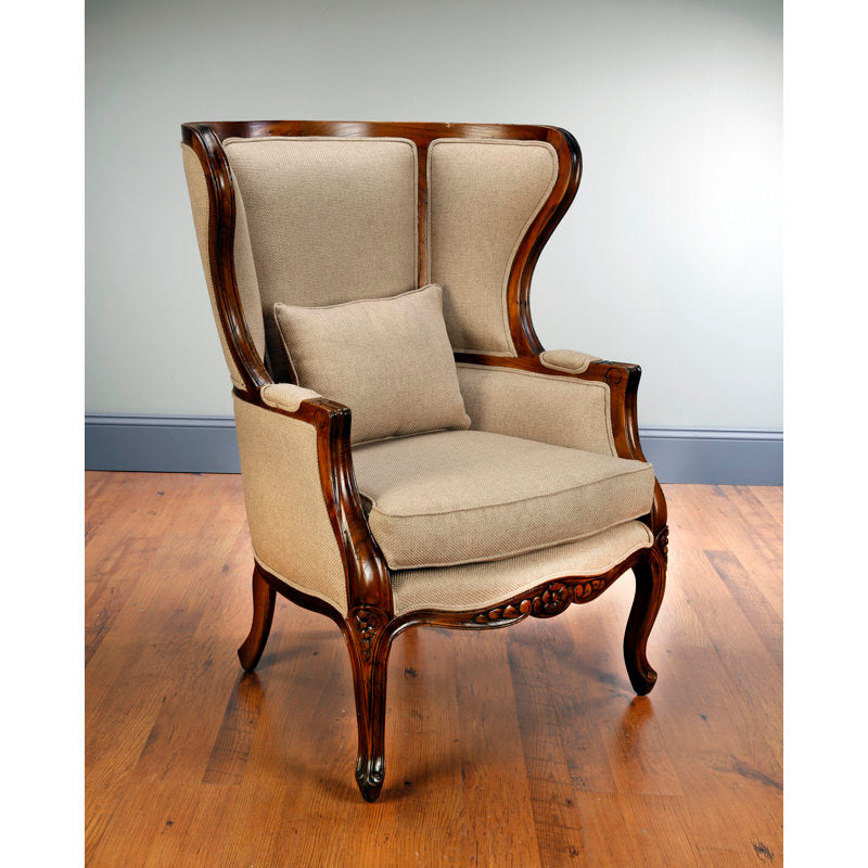 Sky Rise Decor teak wood wingback armchair