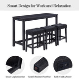 Space-saving teak wood furniture set for living room and entryway