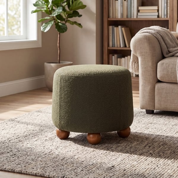 Modern teak wood ottoman footrest for living room