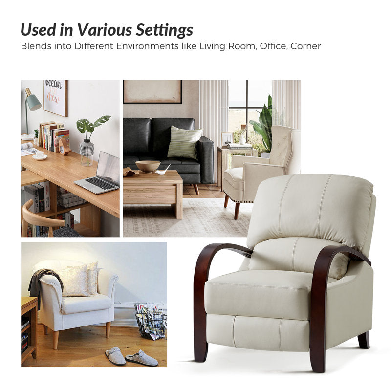 Contemporary teak wood recliner armchair for living room and reading corner