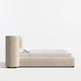 Elegant modern teak wood upholstered bed frame