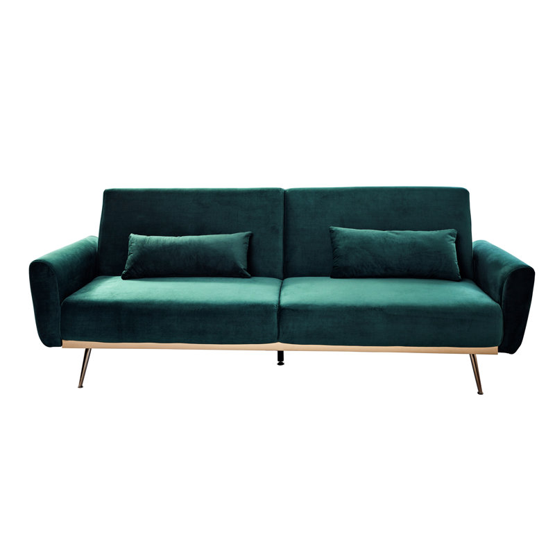 Elegant teal upholstered sofa for contemporary home interiors