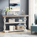 Farmhouse teak wood entryway console table
