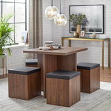 Space-saving square dining table set