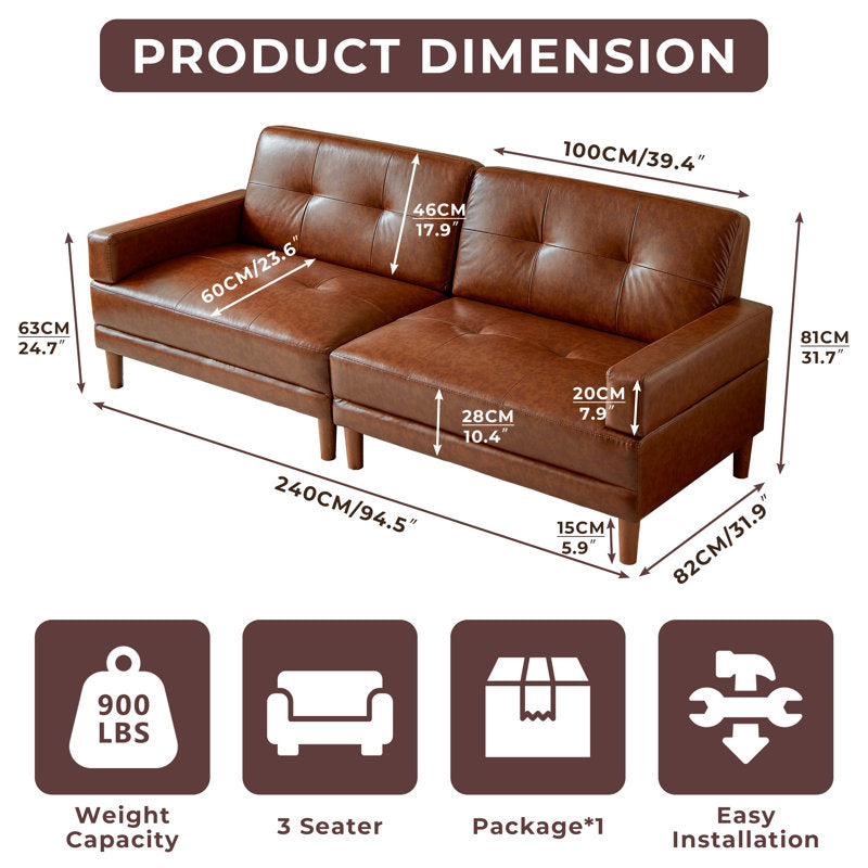 stylish 2 seater sofa brown leather design