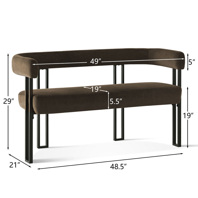 Designer metal frame sofa bench with cushioned seating for home and office use
