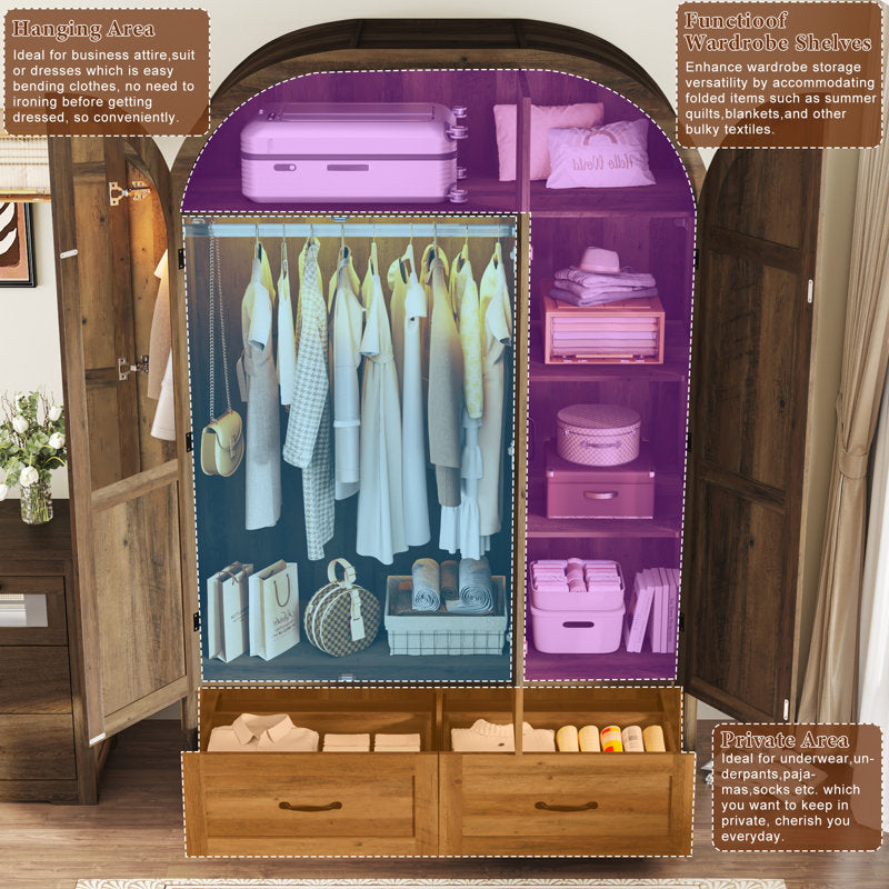 Handcrafted teak wood wardrobe cabinet for modern bedroom