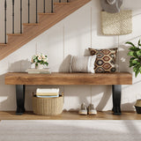 rustic teak bench for hallway seating