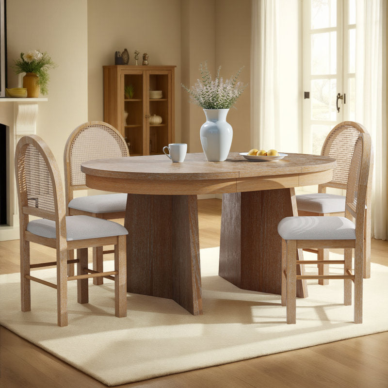 Luxury round wooden dining table set for modern home