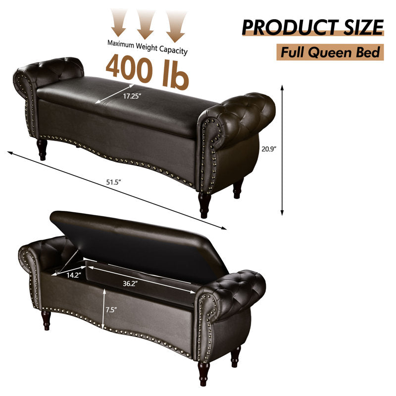 Luxury Hallway Storage Bench with Cushion Seat
