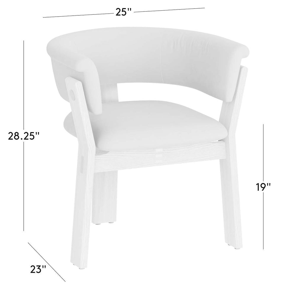 Elegant modern seating chair with curved upholstered back