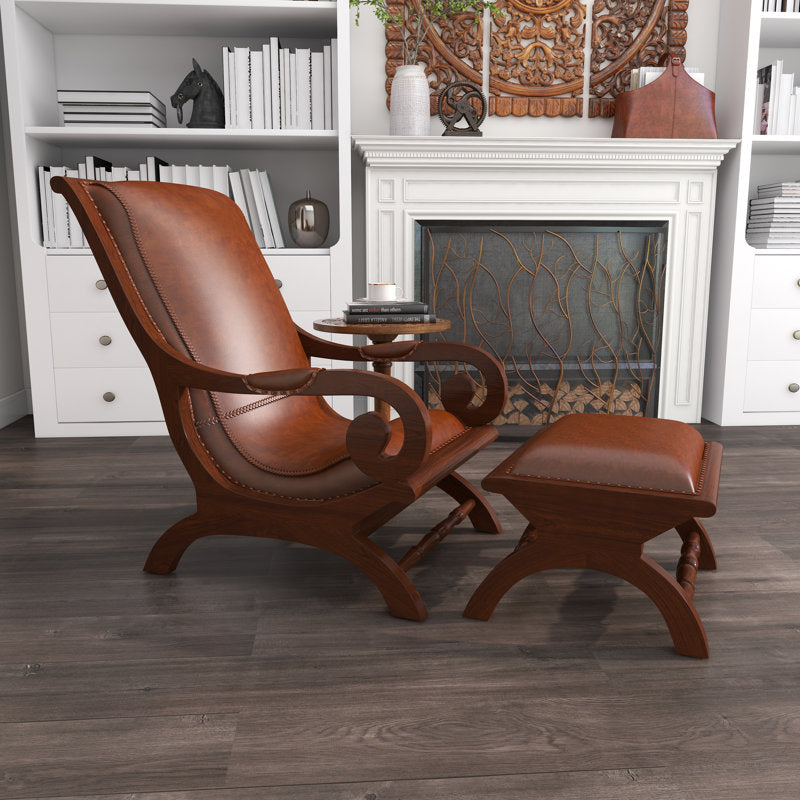 Luxury wooden reading chair with matching footrest