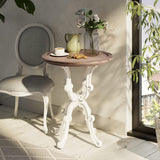 Luxury round teak wood side table for living room decor
