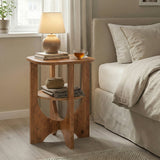 Wooden End Table with Open Shelf