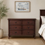 Solid teak wood 6 drawer chest for bedroom