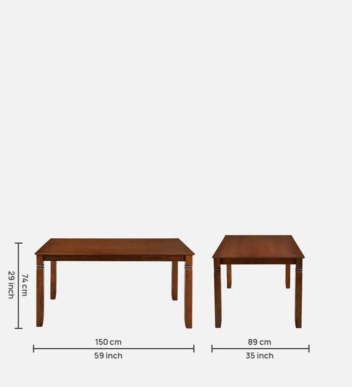 Walnut finish teak wood dining table with 6 chairs