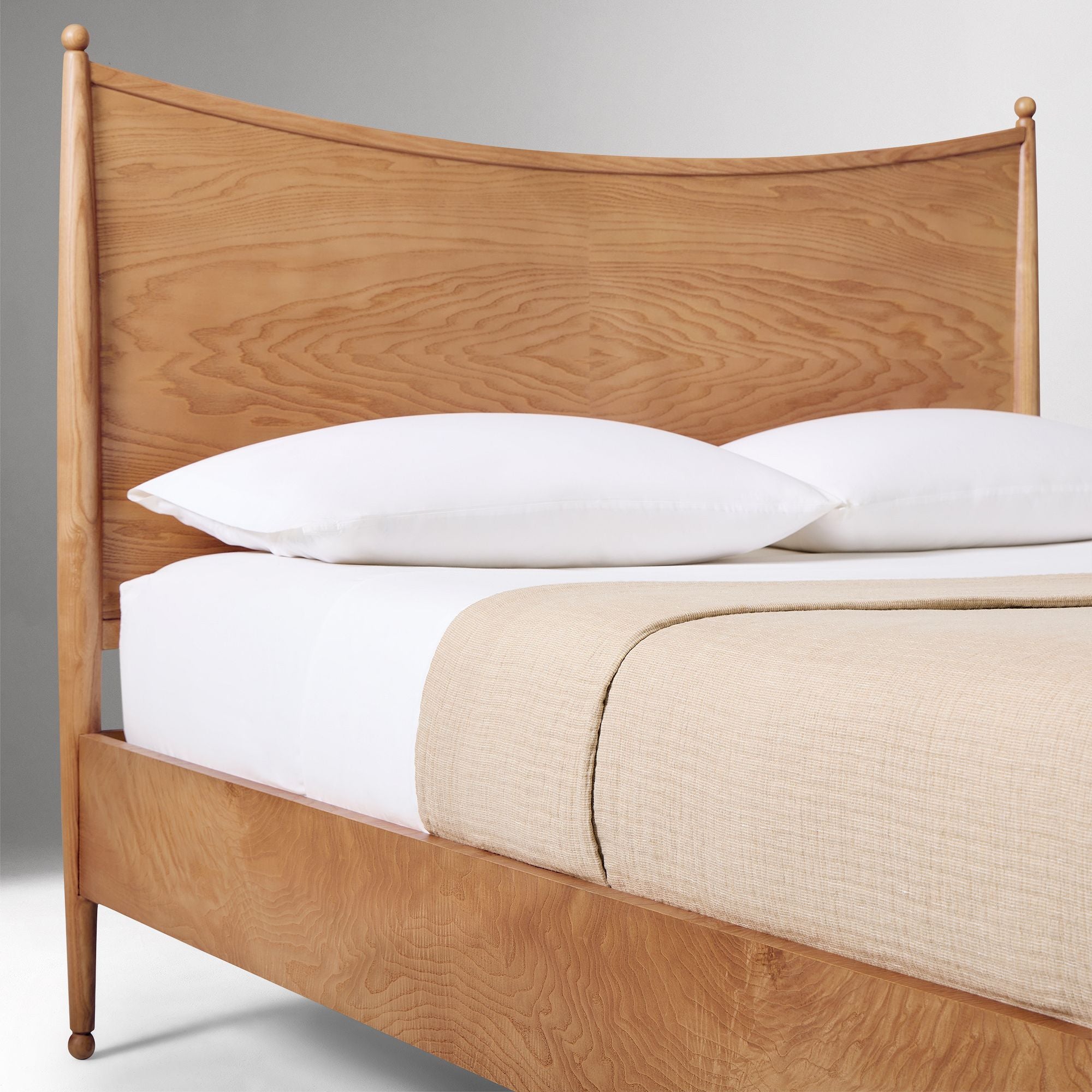Elegant teak wood bed for modern master bedroom