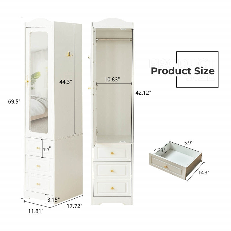 Premium teak wood mirrored wardrobe for modern bedroom