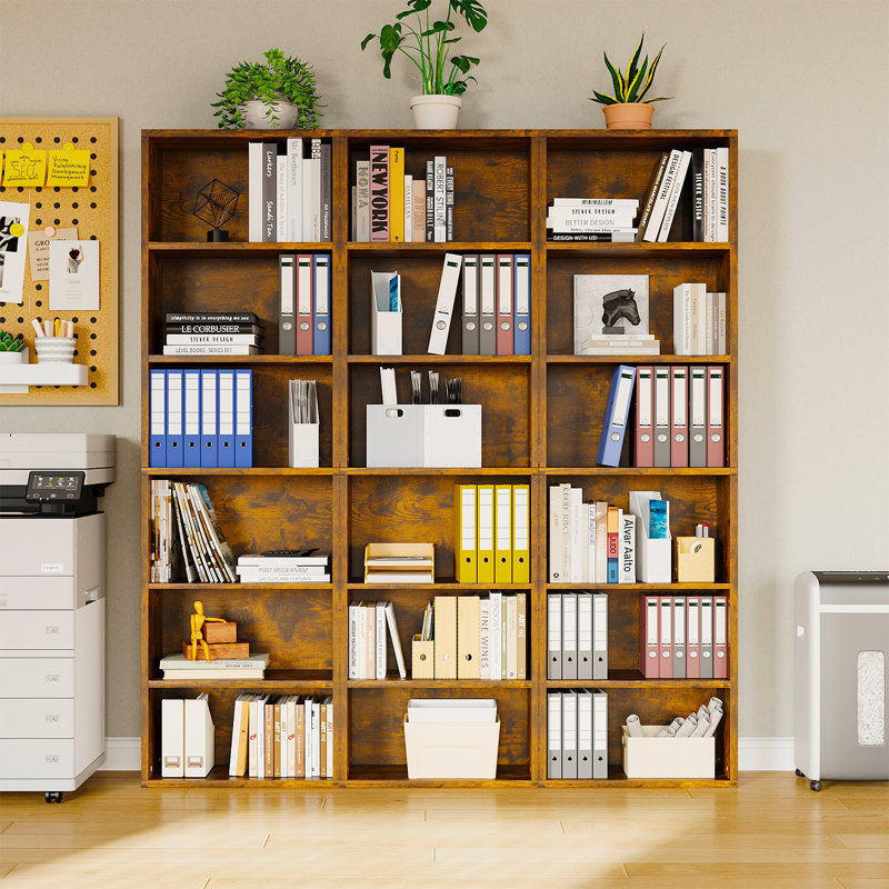Modern teak wood bookcase for living room storage and display