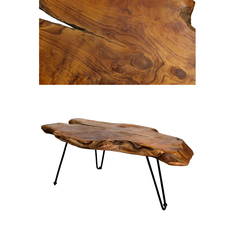 Handmade natural teak wood coffee table for living room