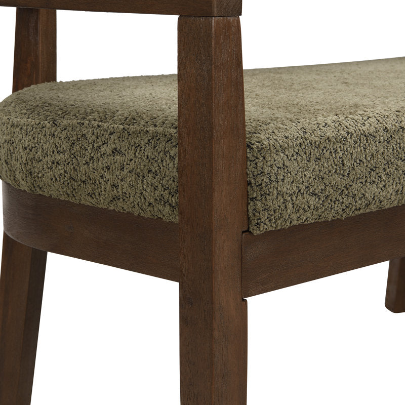 Luxury Teak Wood 2 Seater Sofa Chair with Boucle Fabric Upholstery & Cane Back | Designer Wooden Sofa
